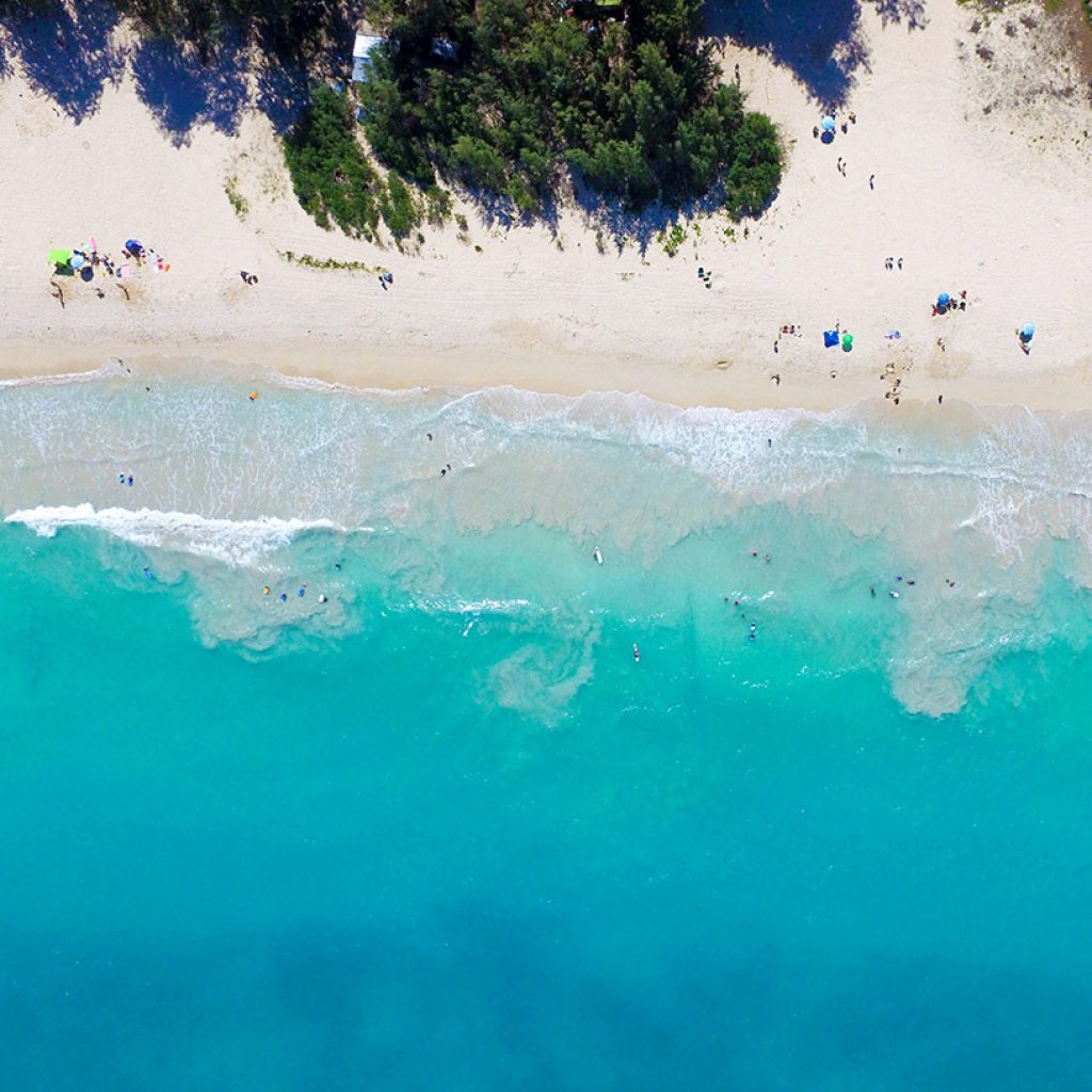 Kailua Beach as seen from a helicopter